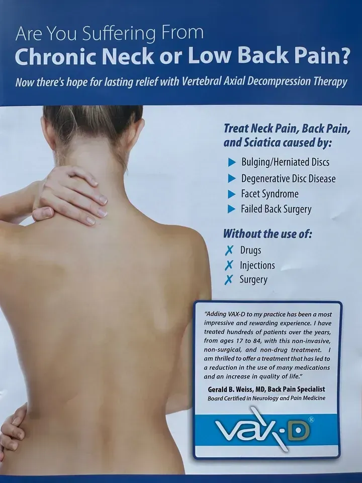 VAX-D™ brochure: Are you suffering from chronic neck or low back pain?